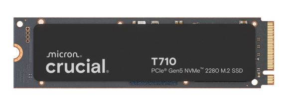 Crucial T710 2TB PCIe Gen5 NVMe 2280 SSD - 14500/13800 MB/s R/W 1200TBW 2.3M IOPs 1.5M hrs
