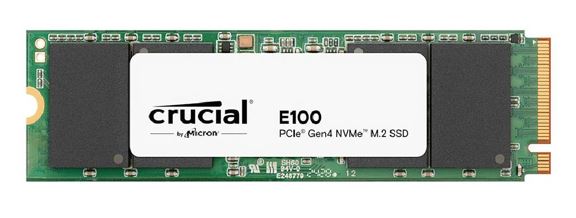 Crucial E100 1TB Gen4 NVMe SSD 5000/4500 MB/s R/W 80TBW 350K/460K IOPS 1M hrs MTTF M.2 228