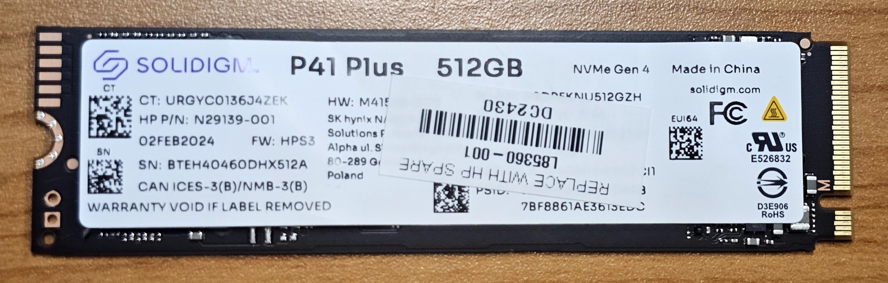 Crucial OEM 512GB Gen4 NVMe SSD 3500/1625MB/s R/W 200TBW 220K/300K IOPS 1.5M hrs MTTF PCIe