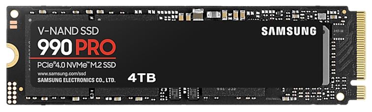 Samsung 990 Pro 4TB Gen4 NVMe SSD 7450MB/s 6900MB/s R/W 1600K/1550K IOPS 2400TBW 1.5M Hrs