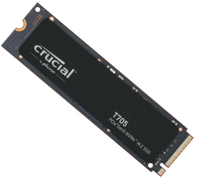 Crucial T705 2TB Gen5 NVMe SSD - 14500/12700 MB/s R/W 1200TBW 1550K IOPs 1.5M hrs MTTF Dir