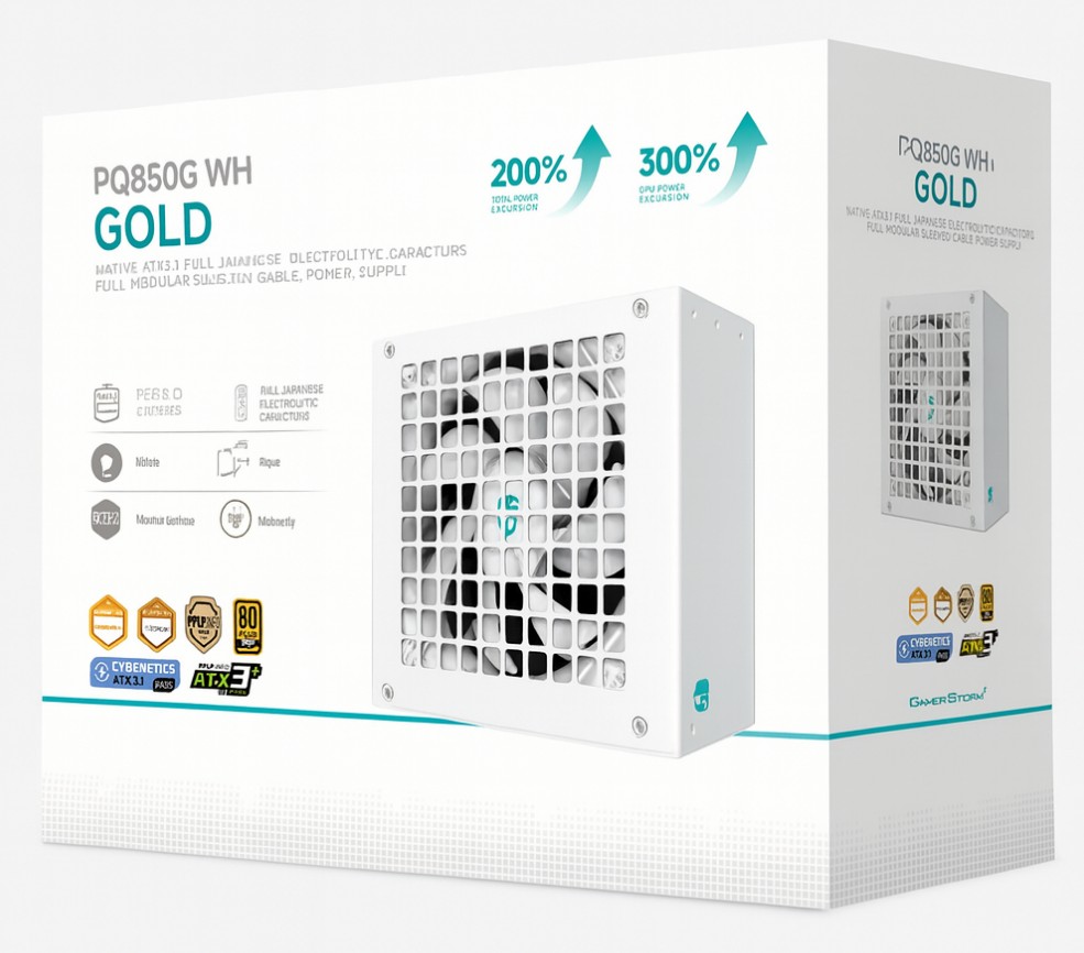 DeepCool PQ850G WH 850W Gamer Storm 80+ Gold/Cybenetics Fully Modular ATX Power Supply 120