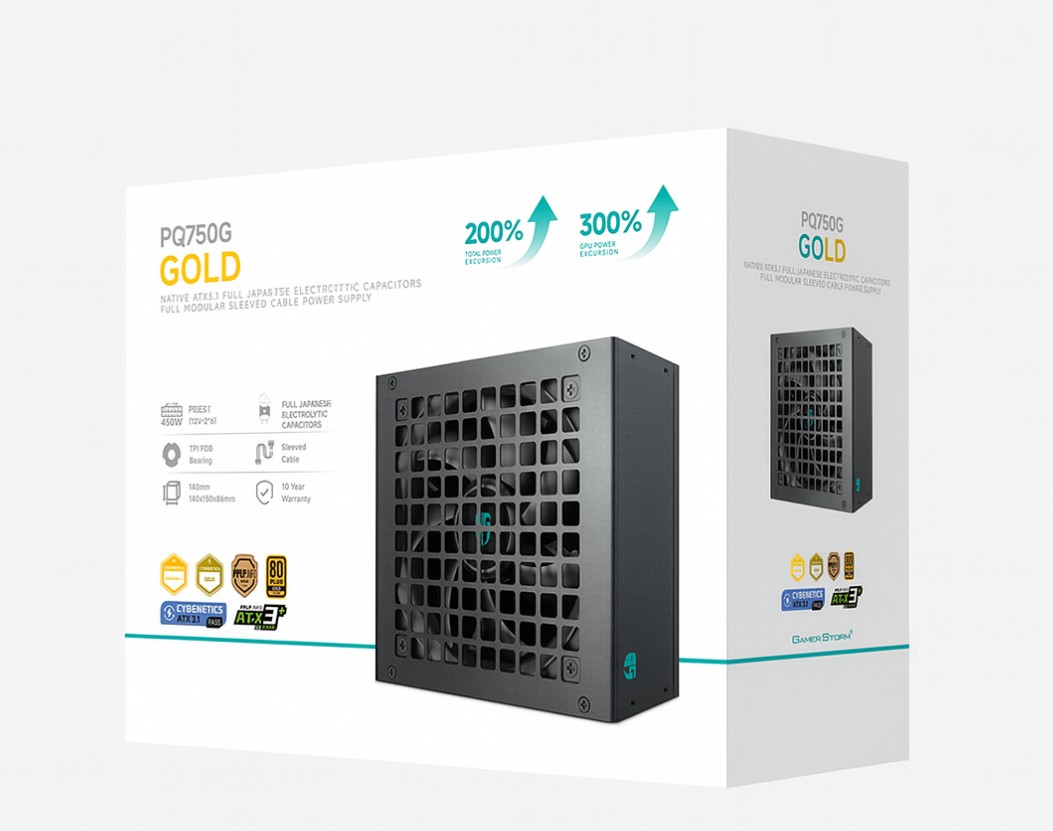 DeepCool PQ750G 750W Gamer Storm 80+ Gold/Cybenetics Fully Modular ATX Power Supply 120mm