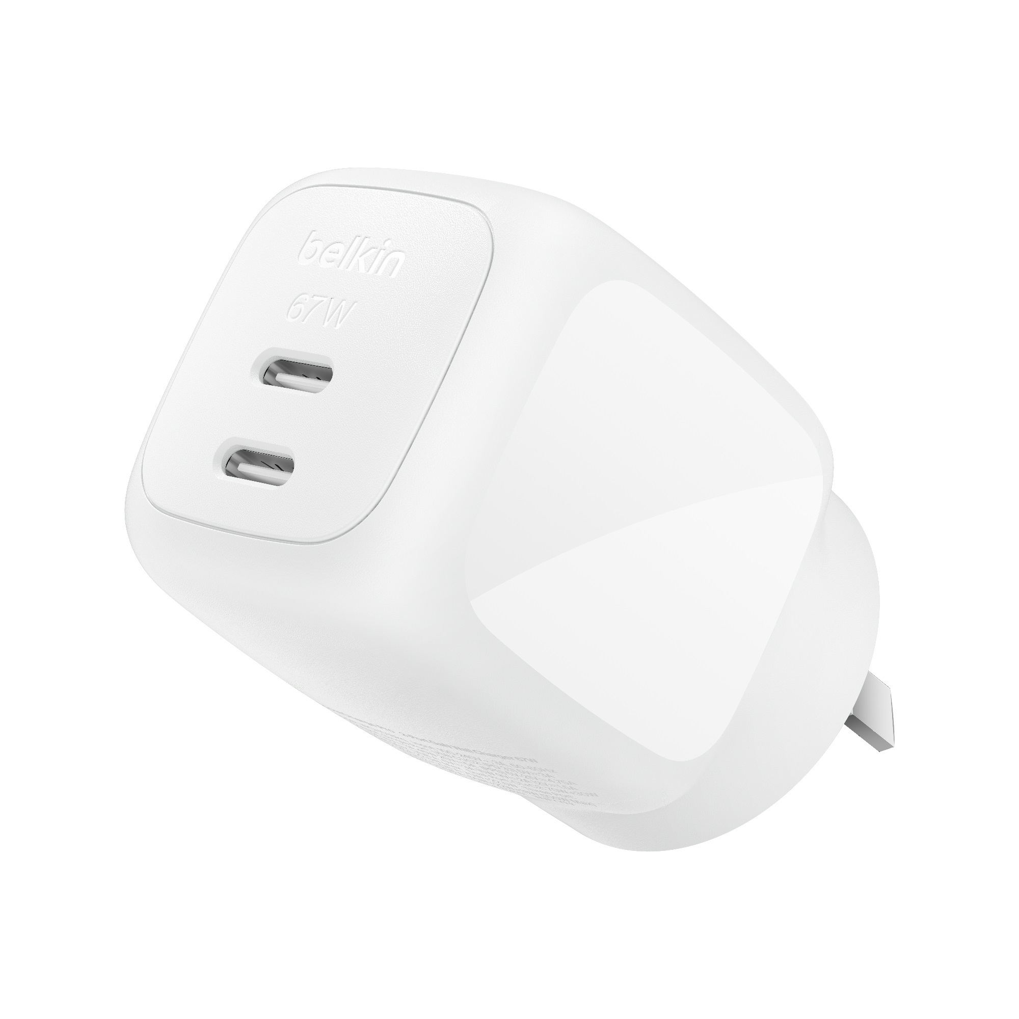 Belkin BoostCharge Pro 67W Dual USB-C GaN Wall Charger - White