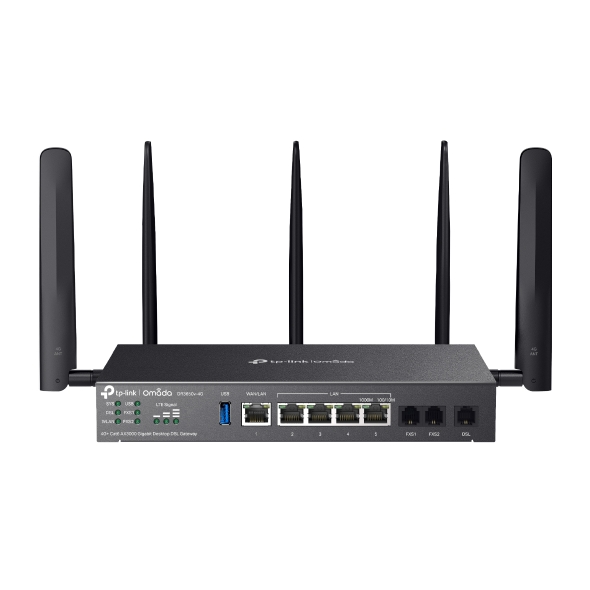 TP-Link DR3650v-4G Omada 4G+ Cat6 AX3000 Wi-Fi 6 Gigabit Desktop DSL Gateway