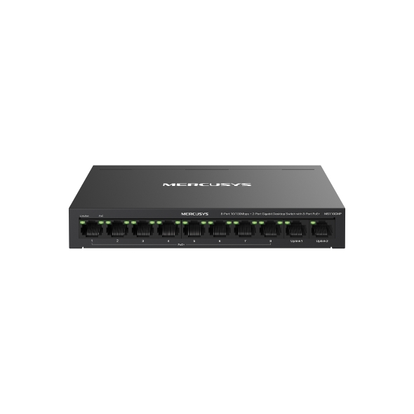 TP-Link Mercusys MS110CMP 8-Port 10/100 Mbps + 2-Port Gigabit Desktop Switch with 8-Port P