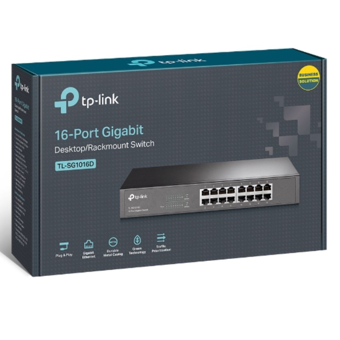 TP-Link TL-SG1016D 16-Port Gigabit Desktop/Rackmount Unmanaged Switch Energy-efficient Sup