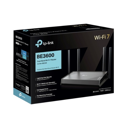 TP-Link Archer BE220 BE3600 Dual-Band Wi-Fi 7 Router(WIFI7) 688Mbps 2.4 GHz + 2882 Mbps 5