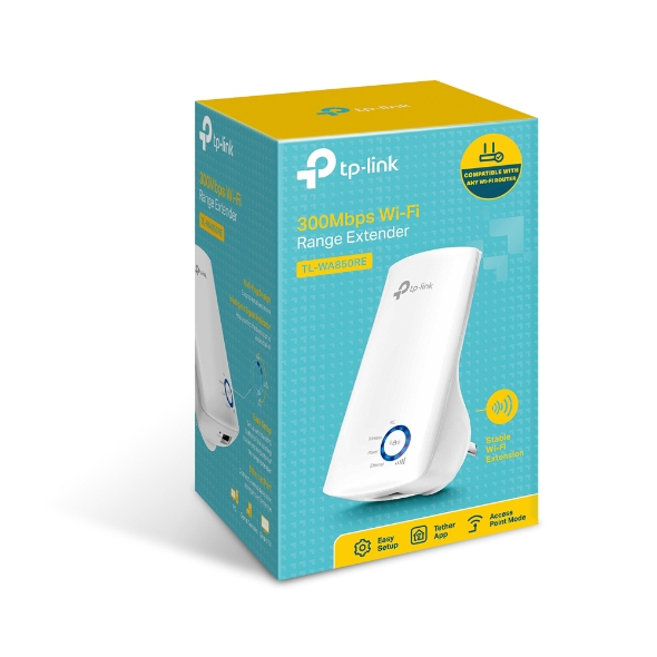 TP-Link TL-WA850RE N300 WiFi Range Extender 2.4GHz (300Mbps) 1x100Mbps LAN 802.11bgn 2x On