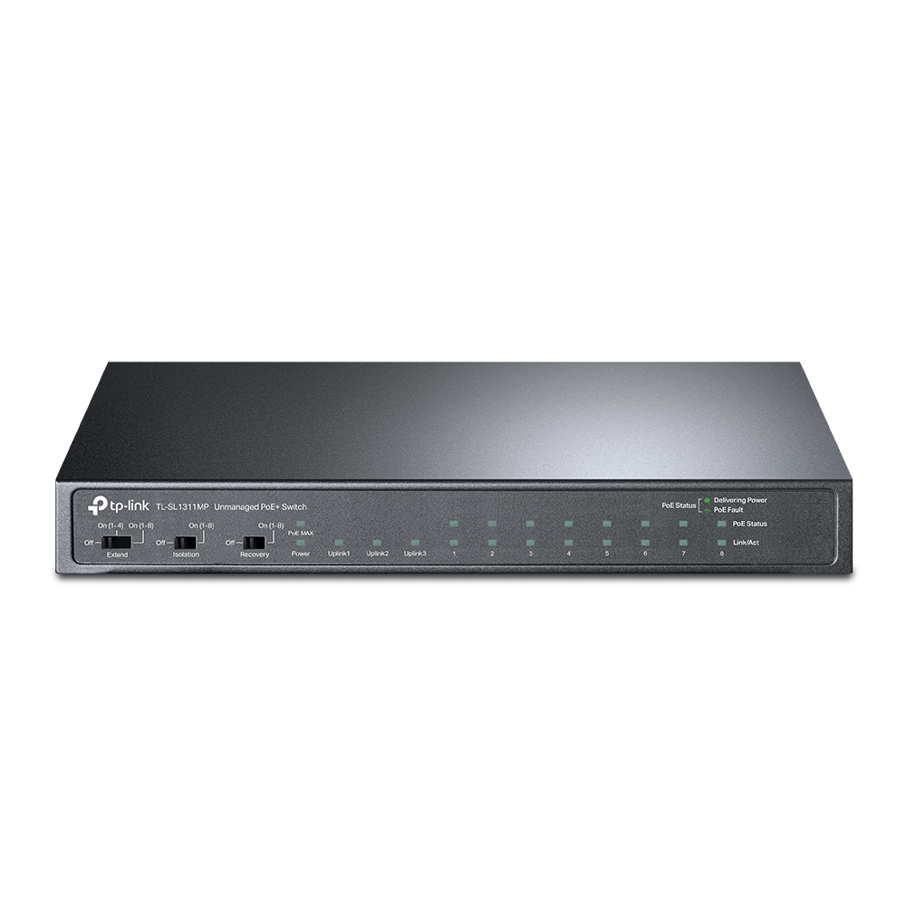 TP-Link TL-SL1311MP 8-Port 10/100Mbps + 3-Port Gigabit Desktop Switch with 8-Po
