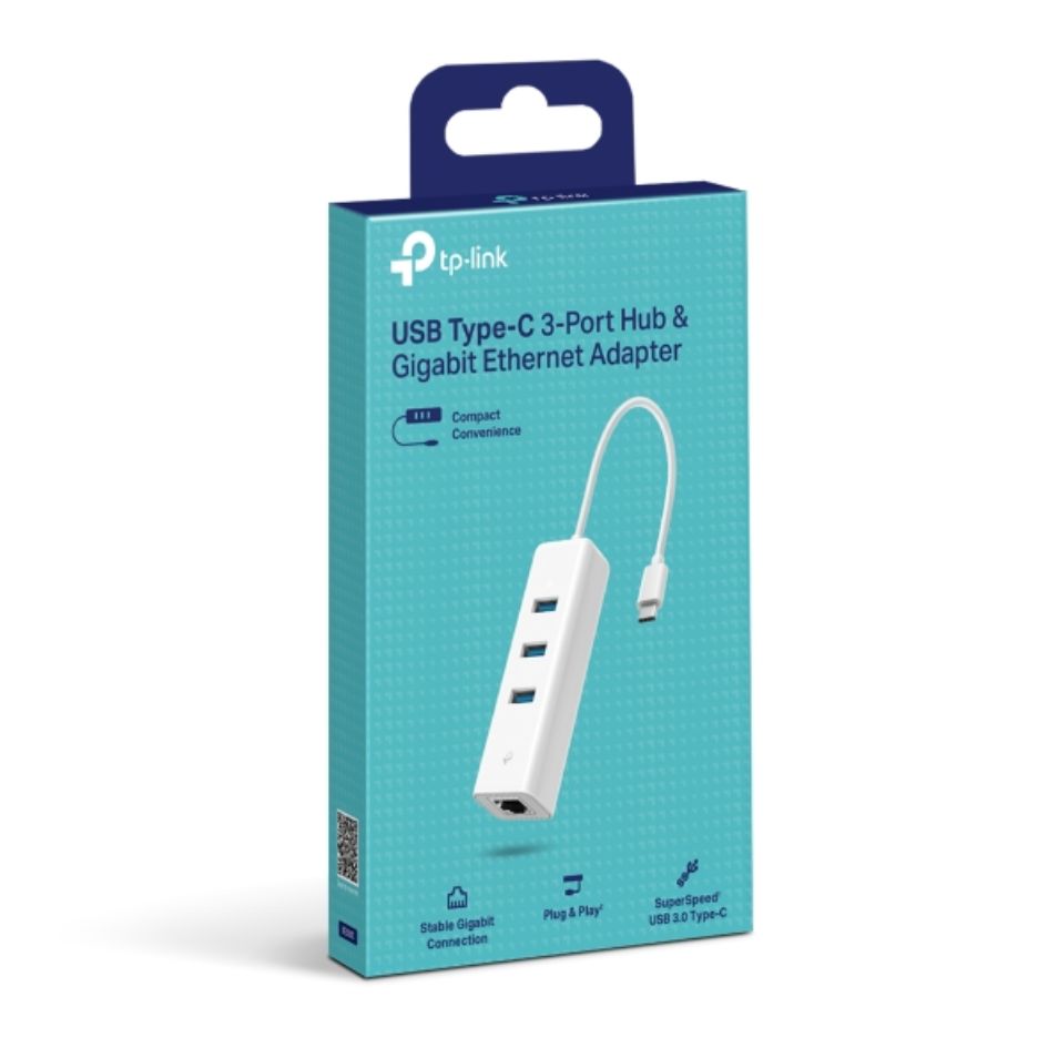 TP-Link UE330C USB-C to Gigabit Ethernet Adapter with 3-Port USB 3.0 Hub