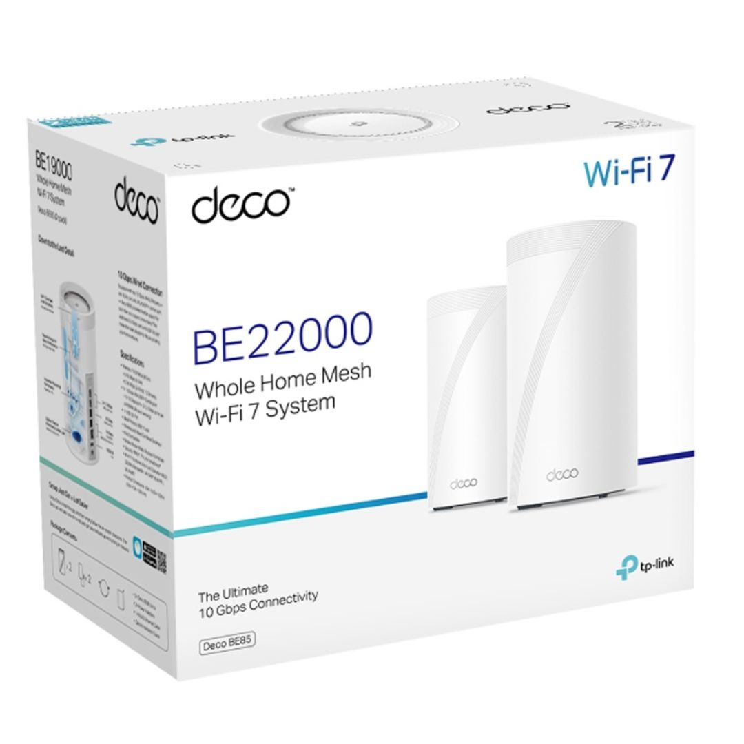 TP-Link Deco BE85(2-pack) BE22000 Tri-Band Whole Home Mesh Wi-Fi 7 System