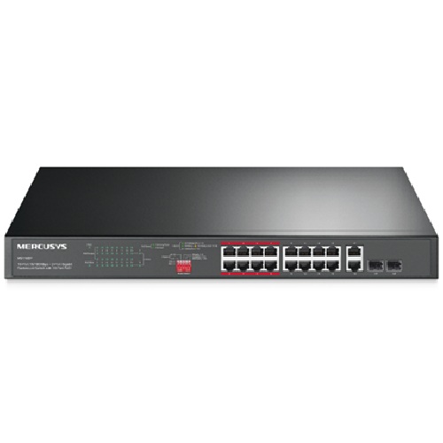 TP-Link Mercusys MS118CP 16-Port 10/100 + 2-Port Gigabit Rackmount Switch with 16-Port PoE+