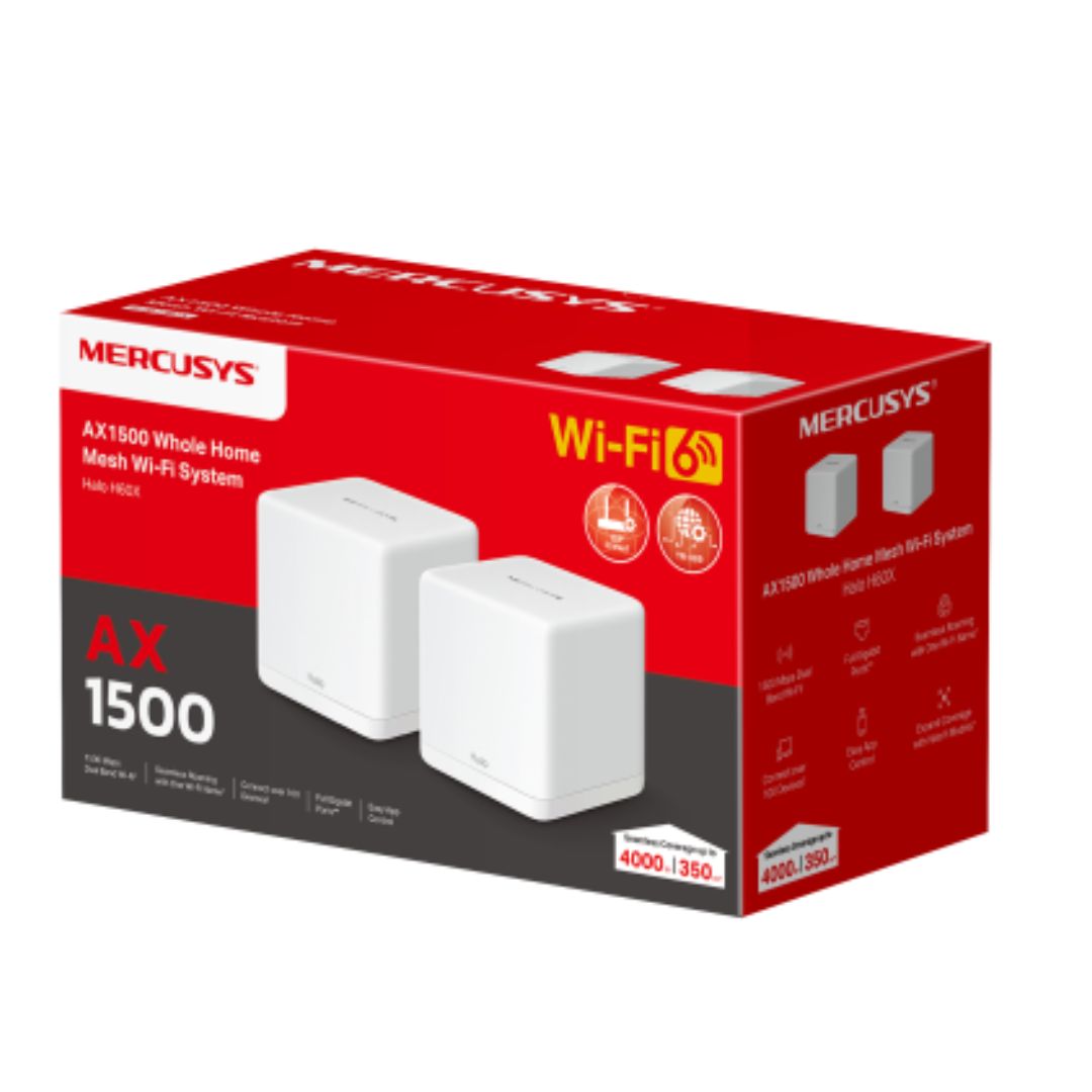 TP-Link Mercusys Halo H60X(2-pack) AX1500 Whole Home Mesh Wi-Fi 6 System