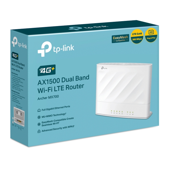 TP-Link Archer MX700 4G+ Cat6 AX1500 Dual Band Wi-Fi LTE Router