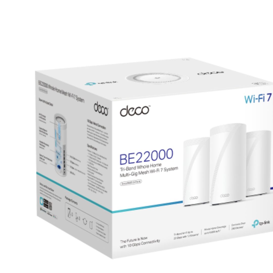 TP-Link Deco BE85(3-pack) BE22000 Tri-Band Whole Home Mesh Wi-Fi 7 System