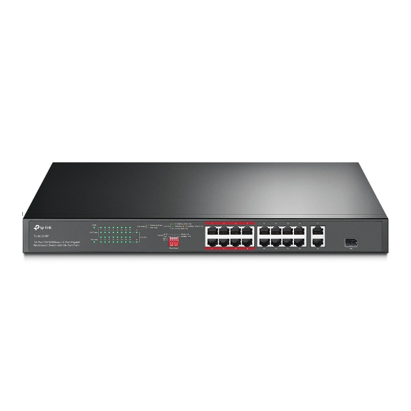 TP-Link TL-SL1218P 16-Port 10/100 + 2-Port Gigabit Rackmount Switch with 16-Port PoE+