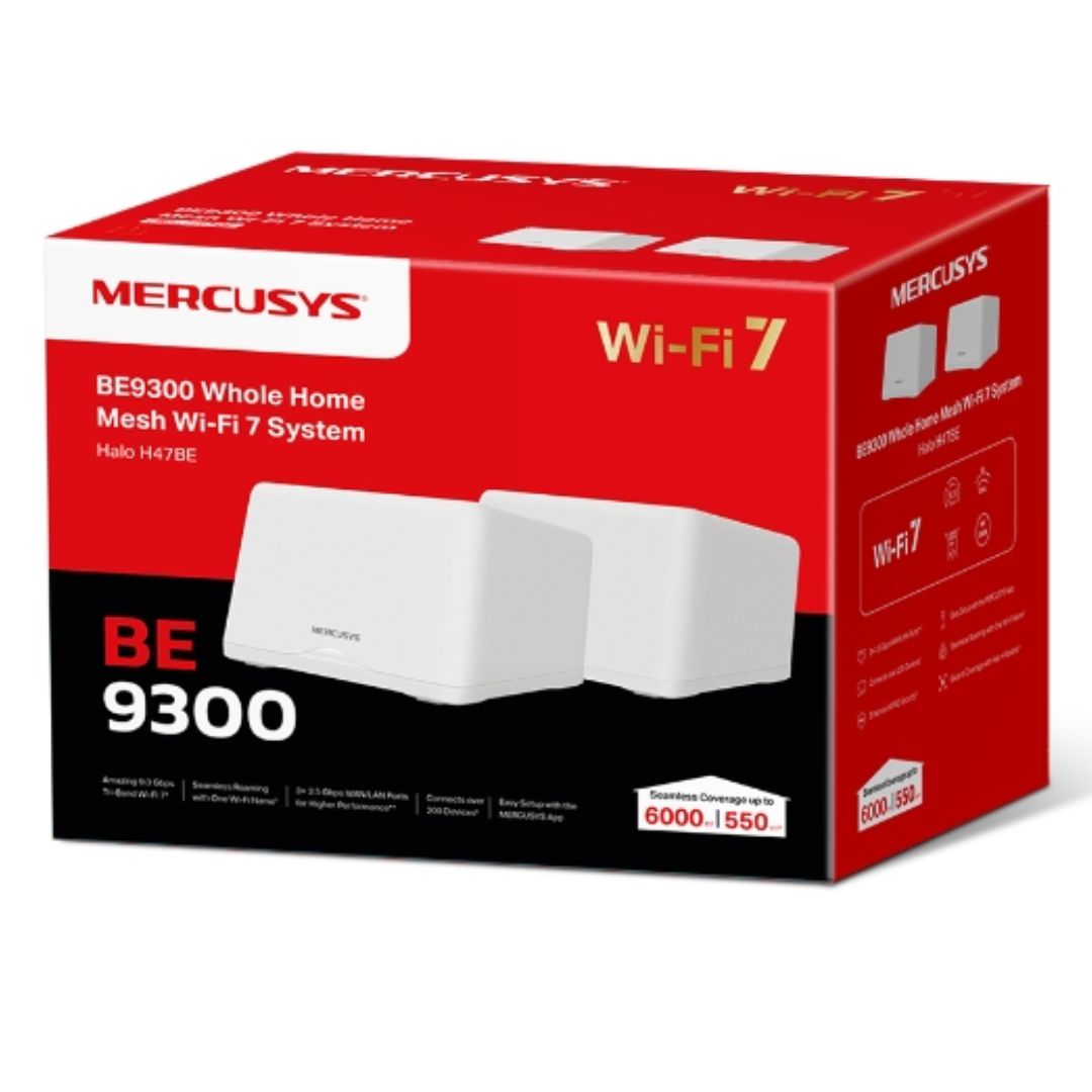 TP-Link Mercusys Halo H47BE(2-pack) BE9300 Whole Home Mesh Wi-Fi 7 System