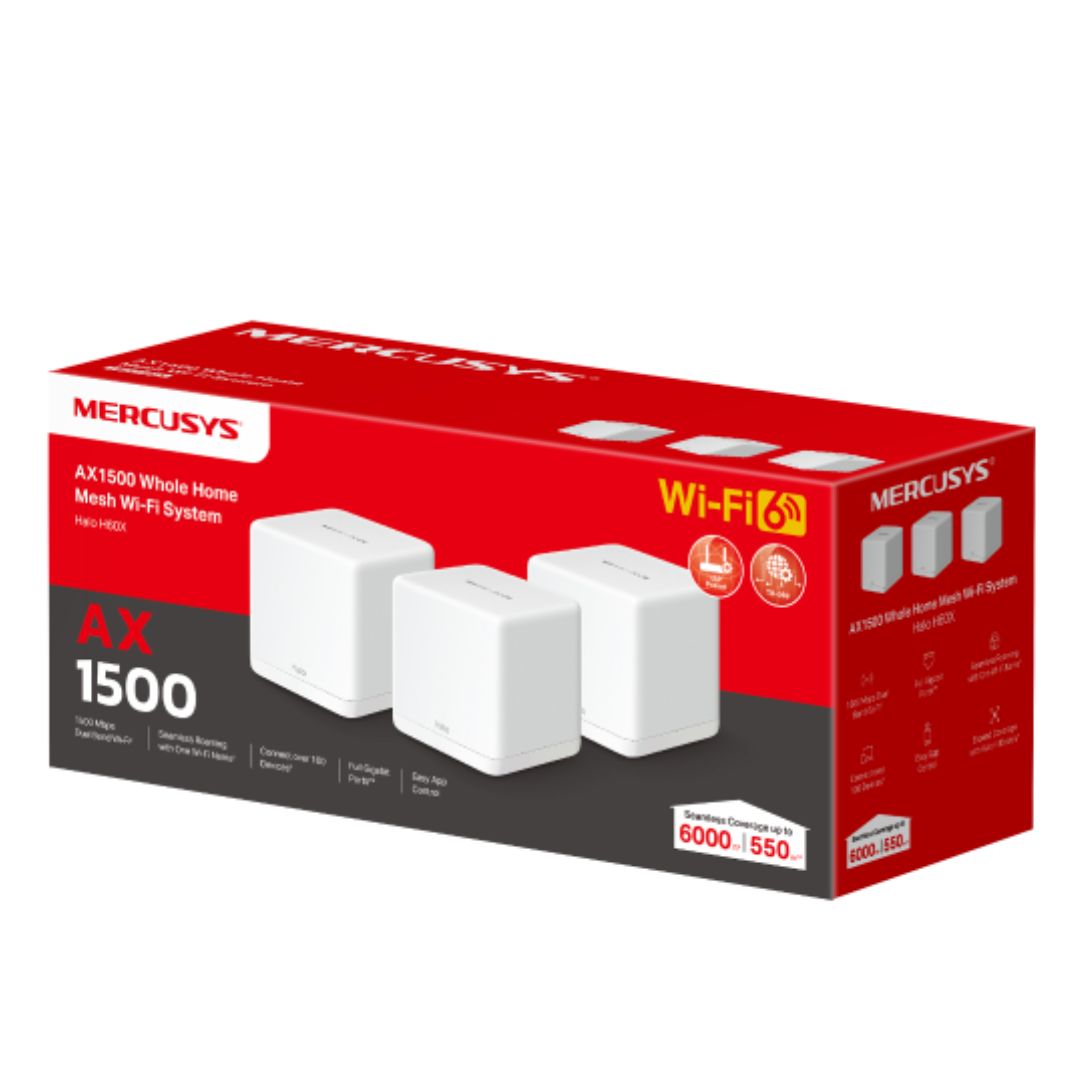 TP-Link Mercusys Halo H60X(3-pack) AX1500 Whole Home Mesh Wi-Fi 6 System