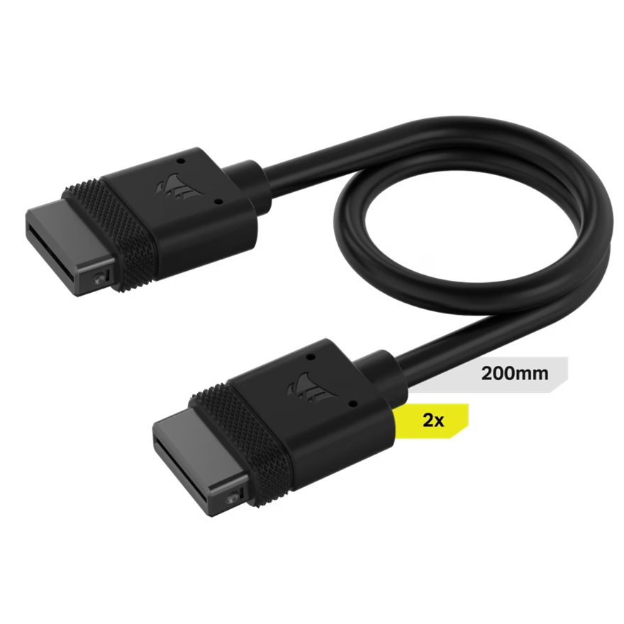 Corsair iCUE LINK Cable, 2x 200mm with Straight Connectors - Black