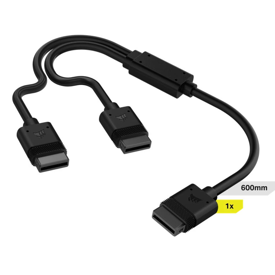 Corsair iCUE LINK Cable, 1x 600mm Y-Cable with Straight Connectors - Black