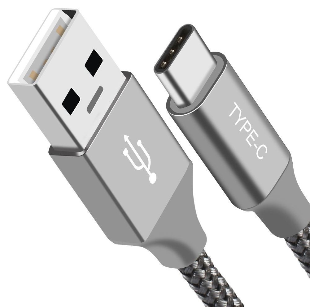 Astrotek 1m USB-A to Type-C Data Sync Charger Cable Silver Strong Braided Heavy Duty Fast 