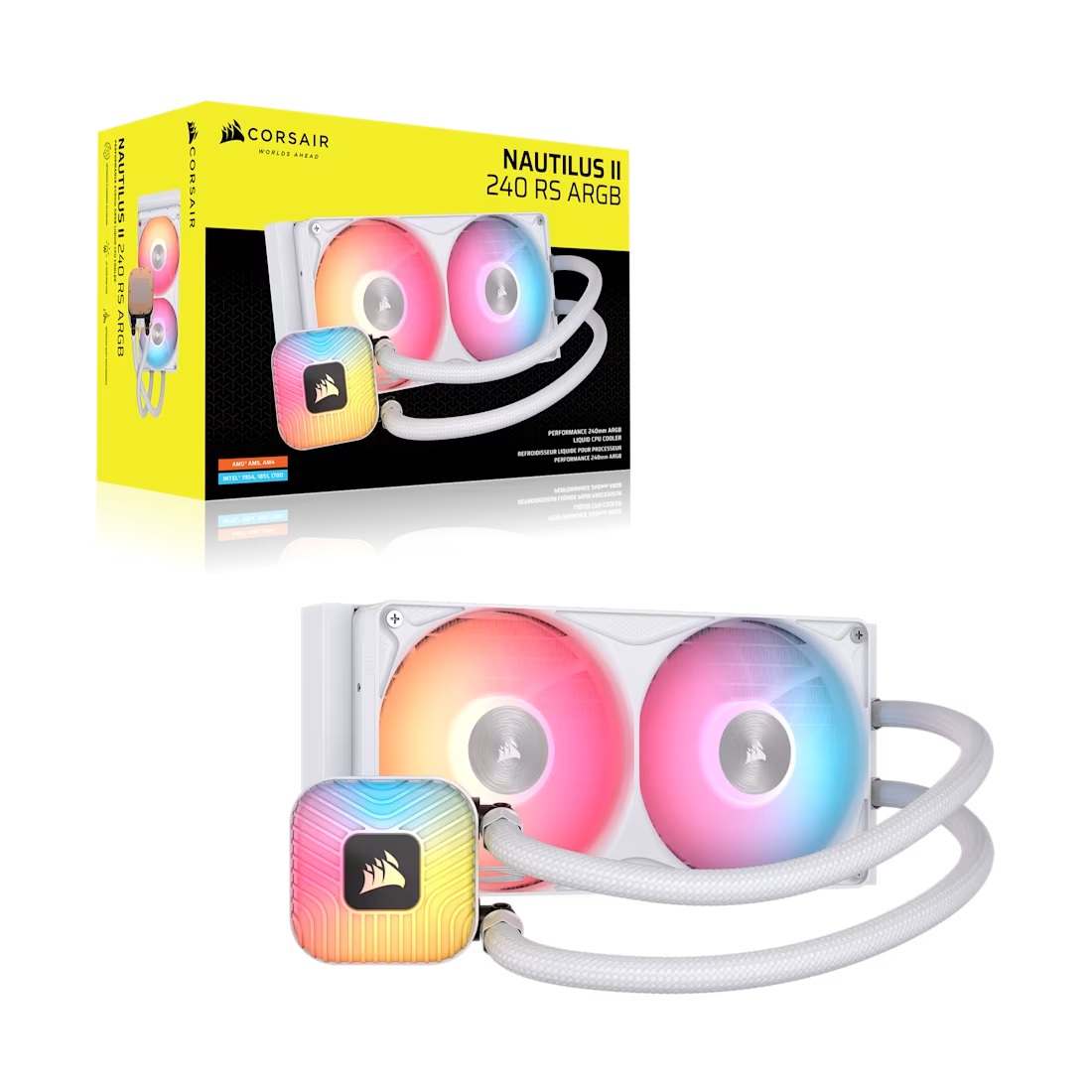 Corsair NAUTILUS II 240 RS ARGB Liquid CPU Cooler - White, 240mm Radiator, FlowDrive 2S Pu