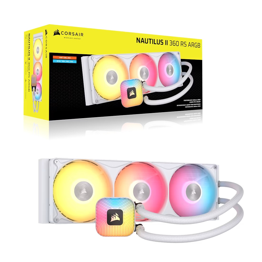 Corsair NAUTILUS II 360 RS ARGB Liquid CPU Cooler - White, 360mm Radiator, FlowDrive 2S Pu