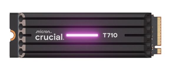 Crucial T710 4TB PCIe Gen5 NVMe 2280 SSD w Heatsink - 14500/13800 MB/s R/W 2400TBW 2.3M IO