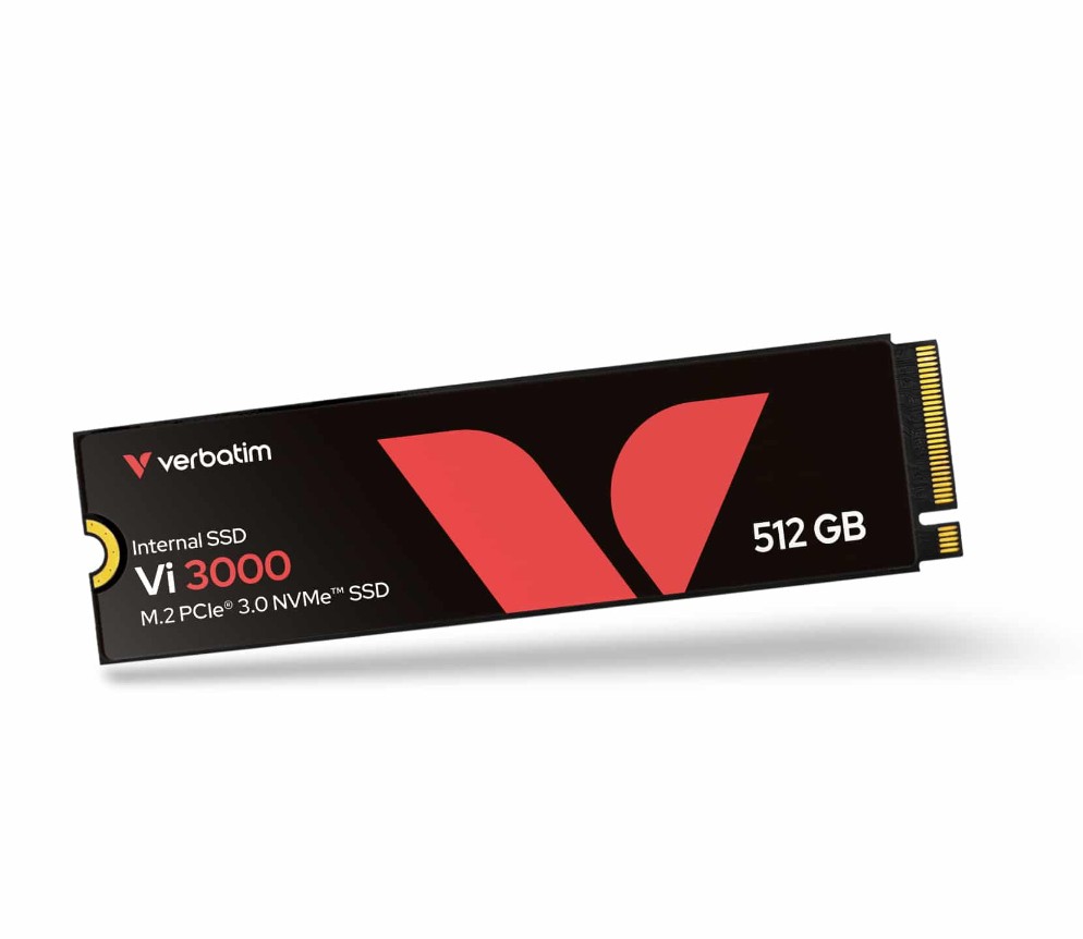 Verbatim Vi3000 512GB M.2 PCIe Gen 3 NVMe Internal SSD. Up to 3,100MB/s read and 1,300MB/s