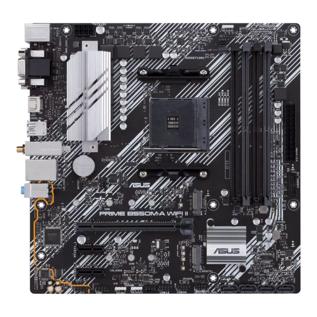 ASUS AMD PRIME B550M-A WIFI II (Ryzen AM4) Micro-ATX Motherboard, DDR4 128GB, PCIe 4.0, 2x