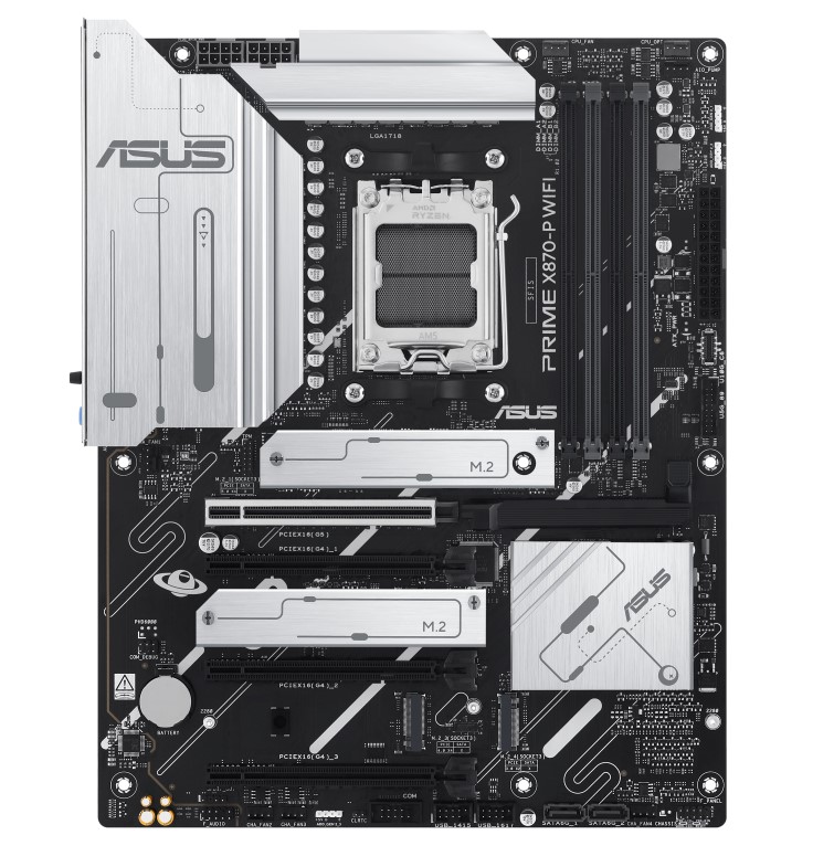 ASUS AMD PRIME X870-P WIFI-CSM (AM5) ATX Motherboard, DDR5 192GB, 1x PCIe 5.0 x16 slot, 4 