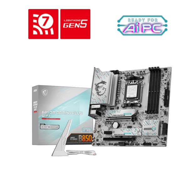 MSI B850M GAMING PLUS WIFI, AMD AM5, 4 x DDR5 up to 256 GB, 1 x HDMI, 2 x PCI Express x16,