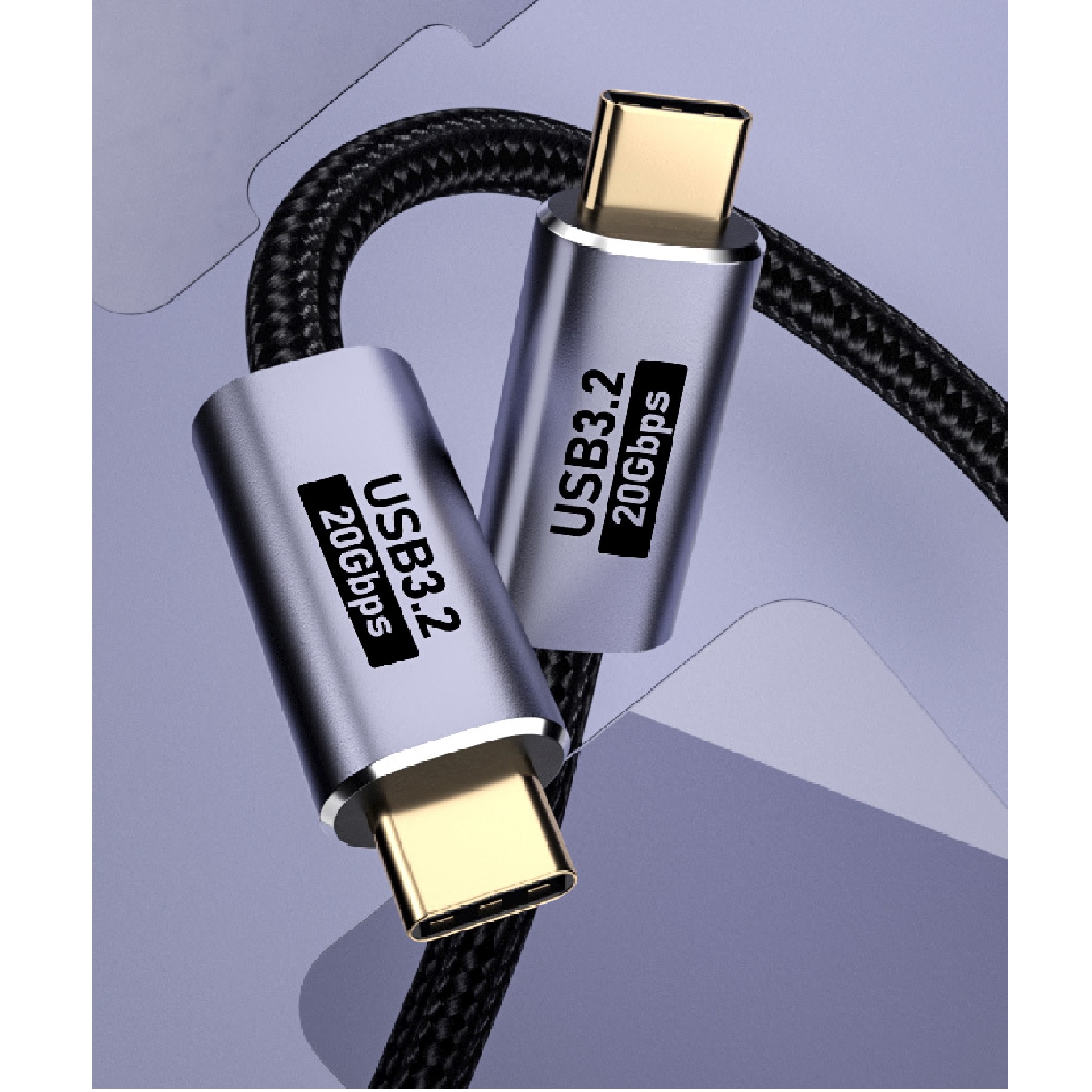 USP BoostUp Cafule Braided USB-C to USB-C (3.2 Gen 2x2) Charge & Video Cable (1M) - Black,