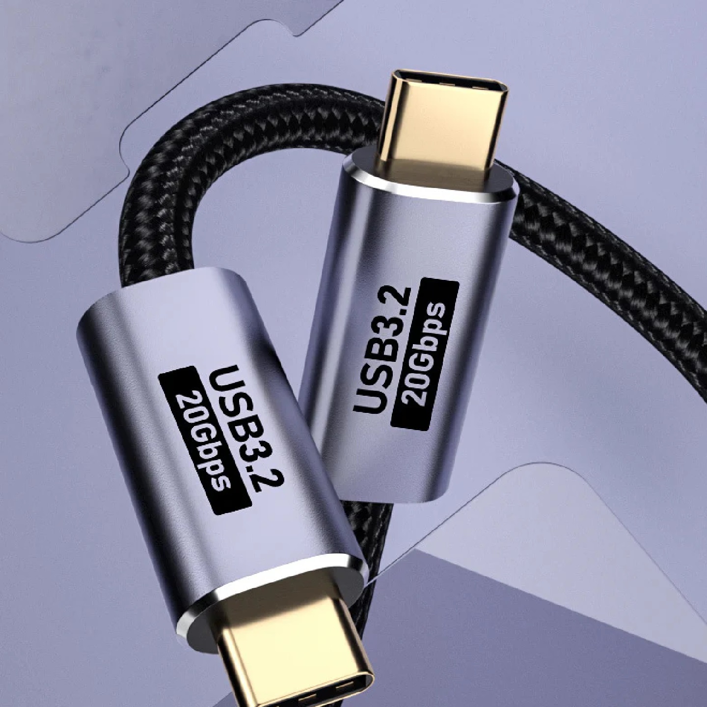 USP BoostUp Cafule Braided USB-C to USB-C (3.2 Gen 2x2) Charge & Video Cable (2M) - Black,