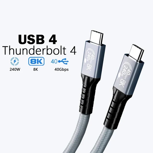 USP BoostUp Hyperlink USB4 USB-C to USB-C Cable (1M) Black - USB4 - 40Gbps,240W, 8K (60Hz)