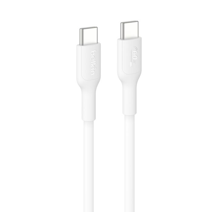 Belkin BoostCharge USB-C to USB-C Cable (2M) - White (CAB004bt1MBK), 3A/60W, 480Mbps, 30K+