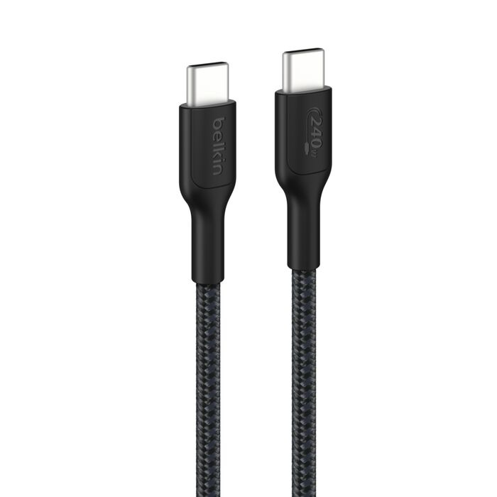 Belkin BoostCharge Pro Braided USB-C to USB-C Cable (1M) - Black (CAB025FQ1MBK), 5A/240W,