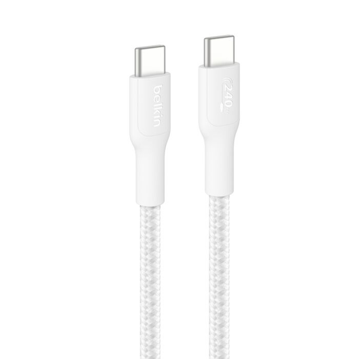 Belkin BoostCharge Pro Braided USB-C to USB-C Cable (3M) - White (CAB025fq3MWH), 5A/240W,