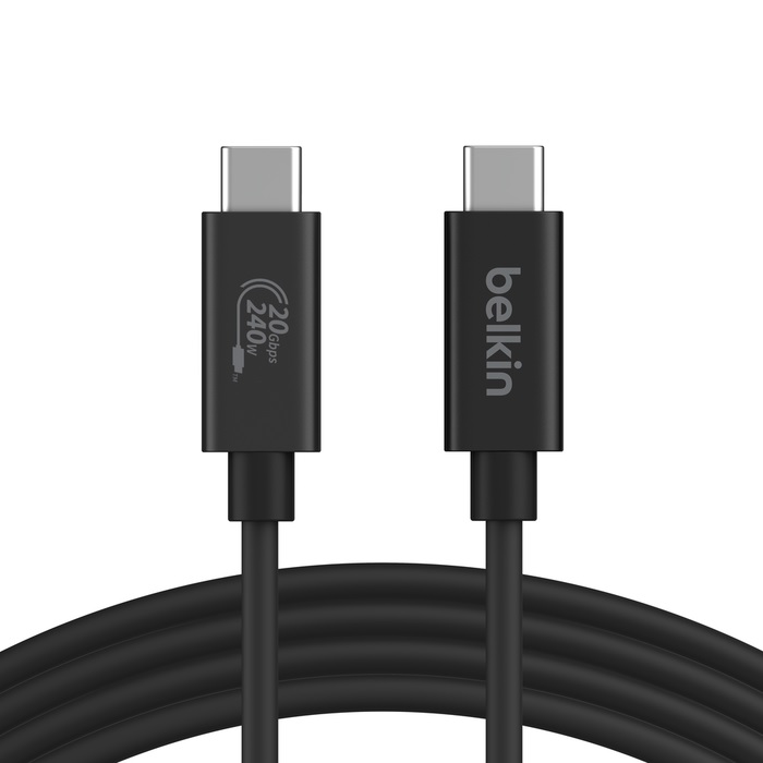 Belkin Connect USB4 USB-C to USB-C Cable (2M) - Black (INZ004BT2MBK), 5A/240W, 20Gbps,4K@6
