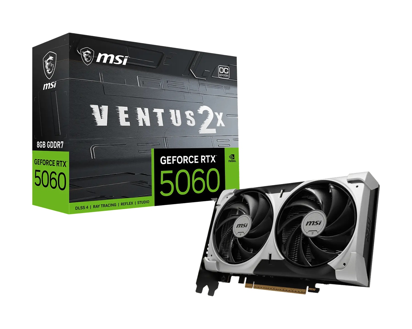 MSI nVidia GeForce RTX™ 5060 8G VENTUS 2X OC V1, GDDR7, 128-bit, 2527 MHz Boost, PCIe 5.0