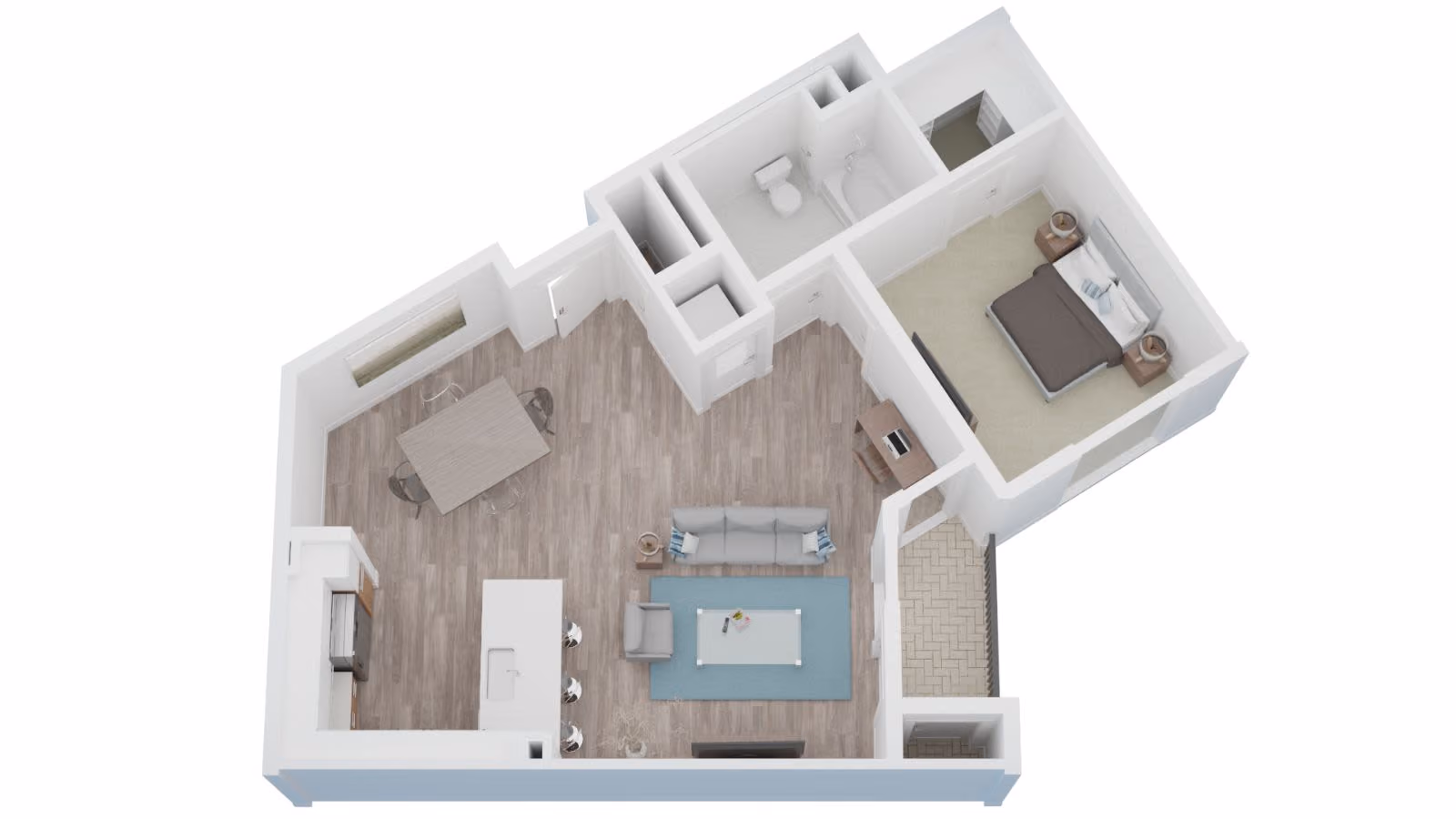 1x1 933 (a5) Floor Plan Image 