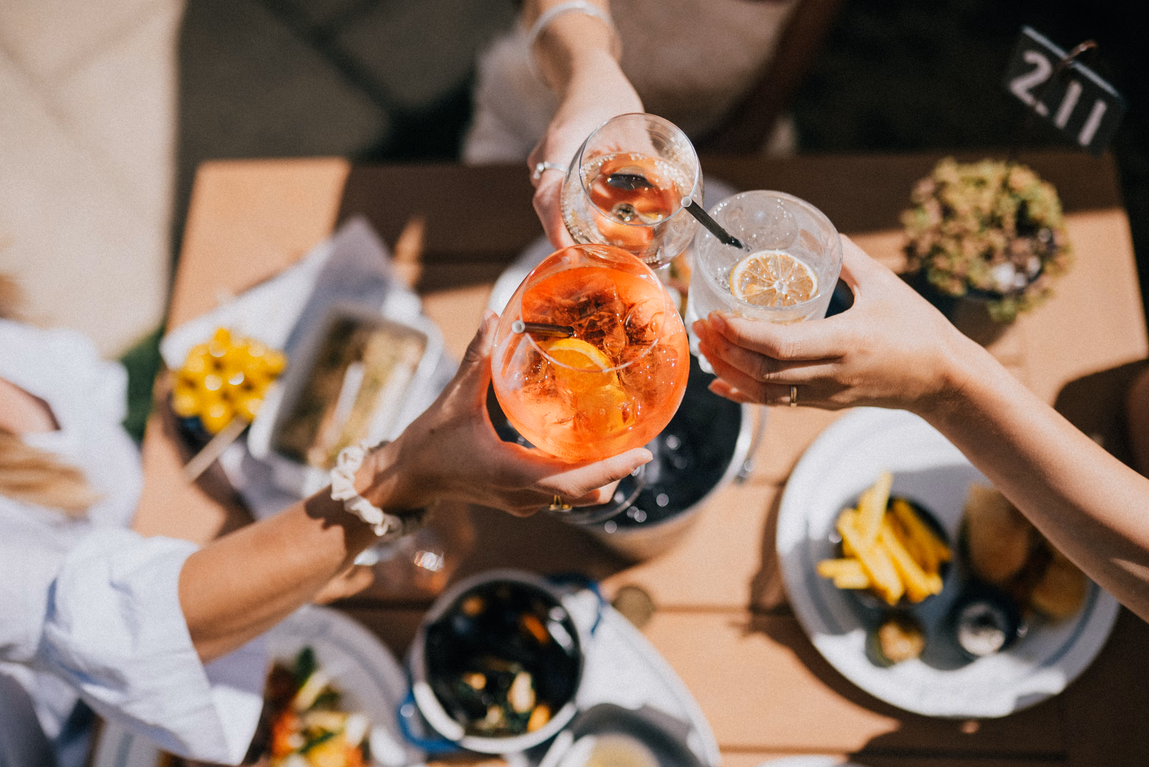 Cheering drinks stock image