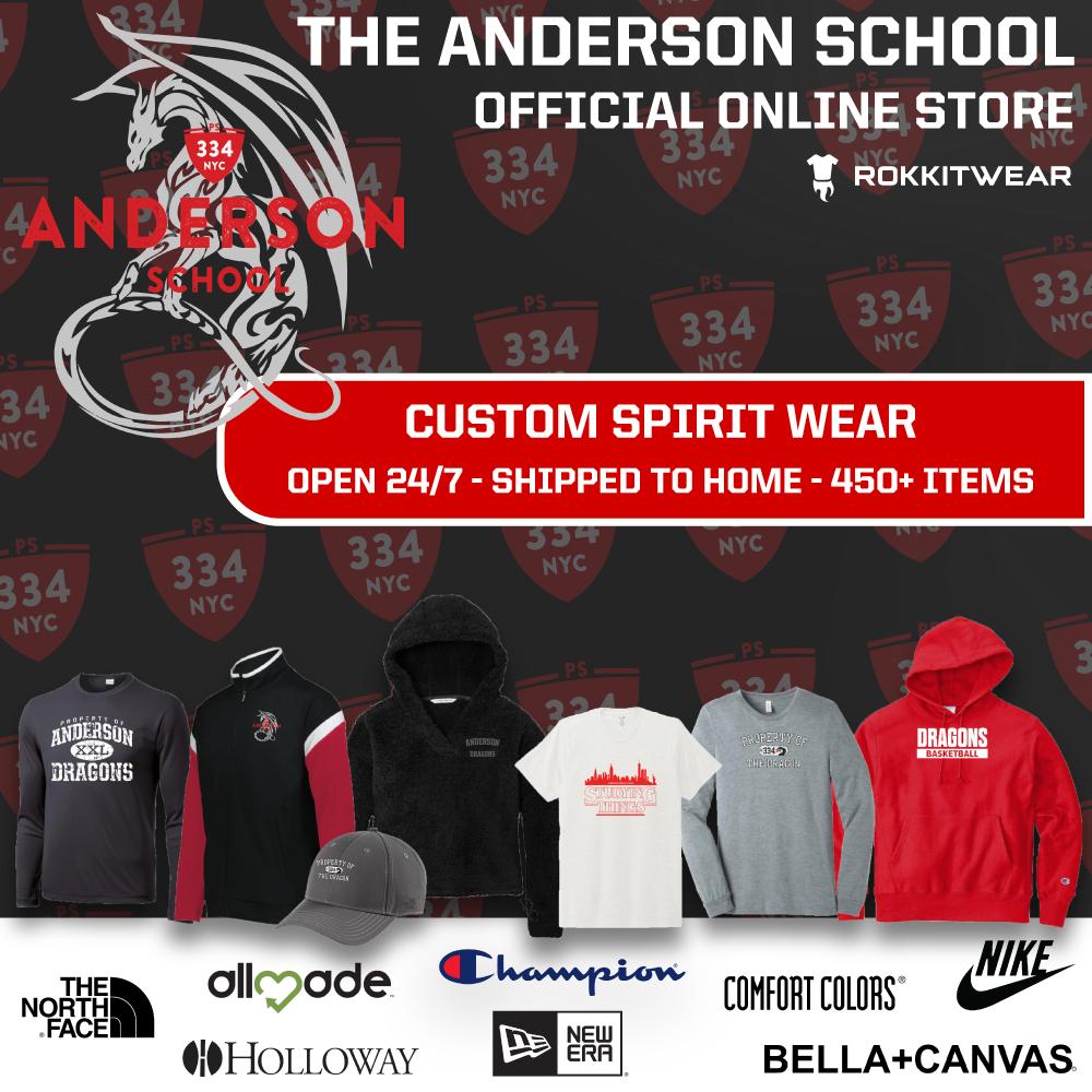 The Anderson School official online store: custom spirit wear, open 24/7, shipped to your home, 450+ items including tees, hoodies, quarter-zips and caps