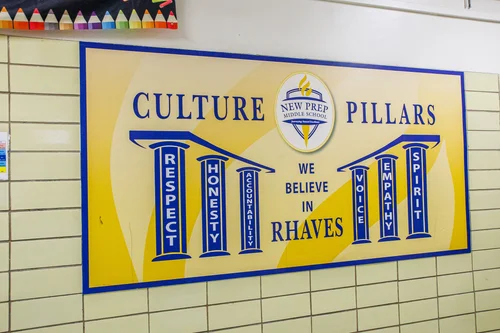 New Prep Middle School Culture Pillars wall mural listing RHAVES values