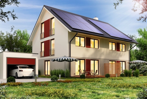 Home with solar panels
