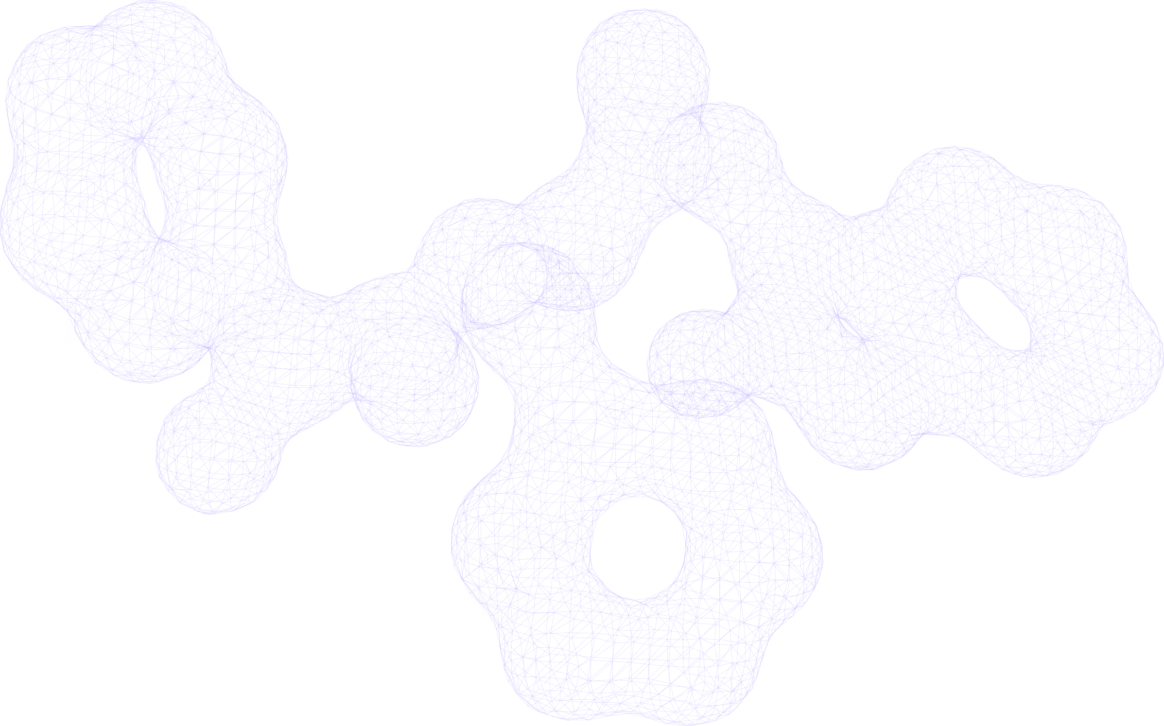 Abstract design of interconnected purple and lavender irregular shapes with holes on a transparent background.