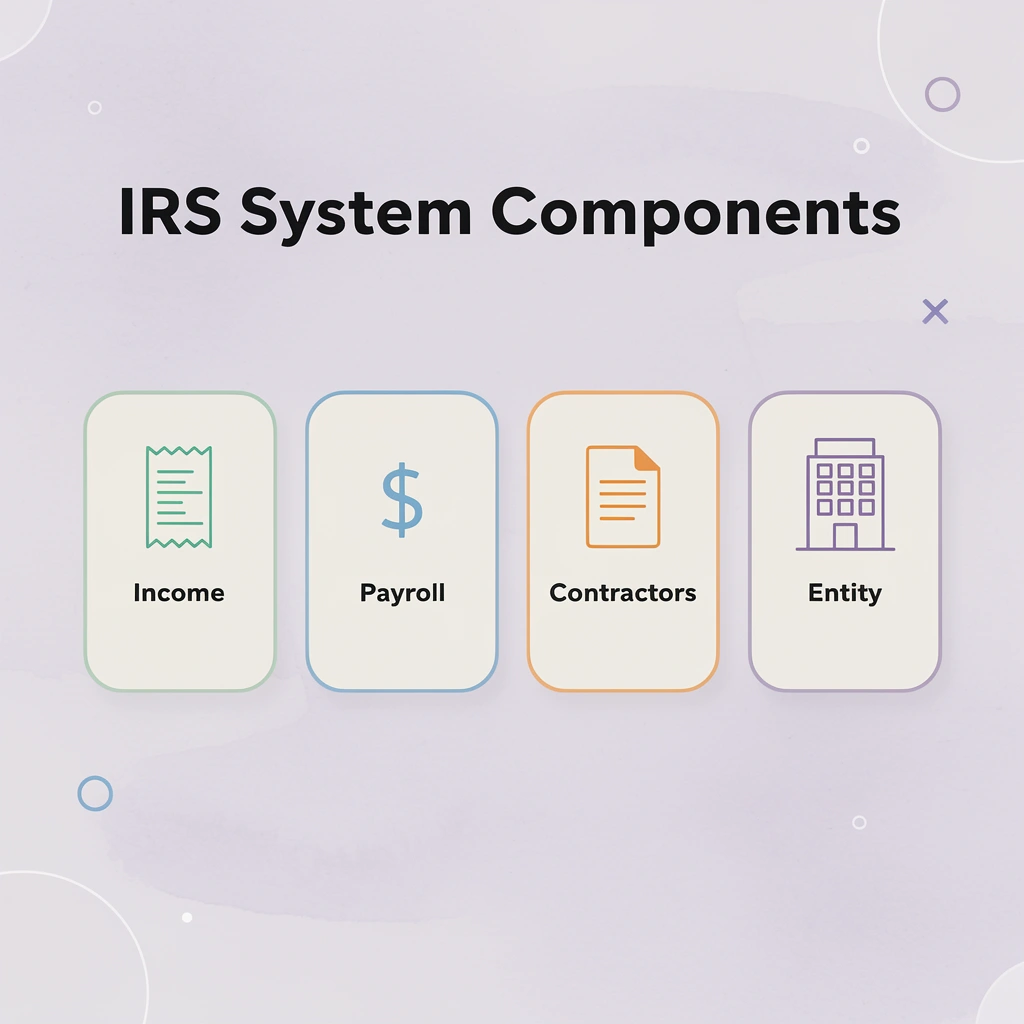 Four separate IRS system components that must be closed individually