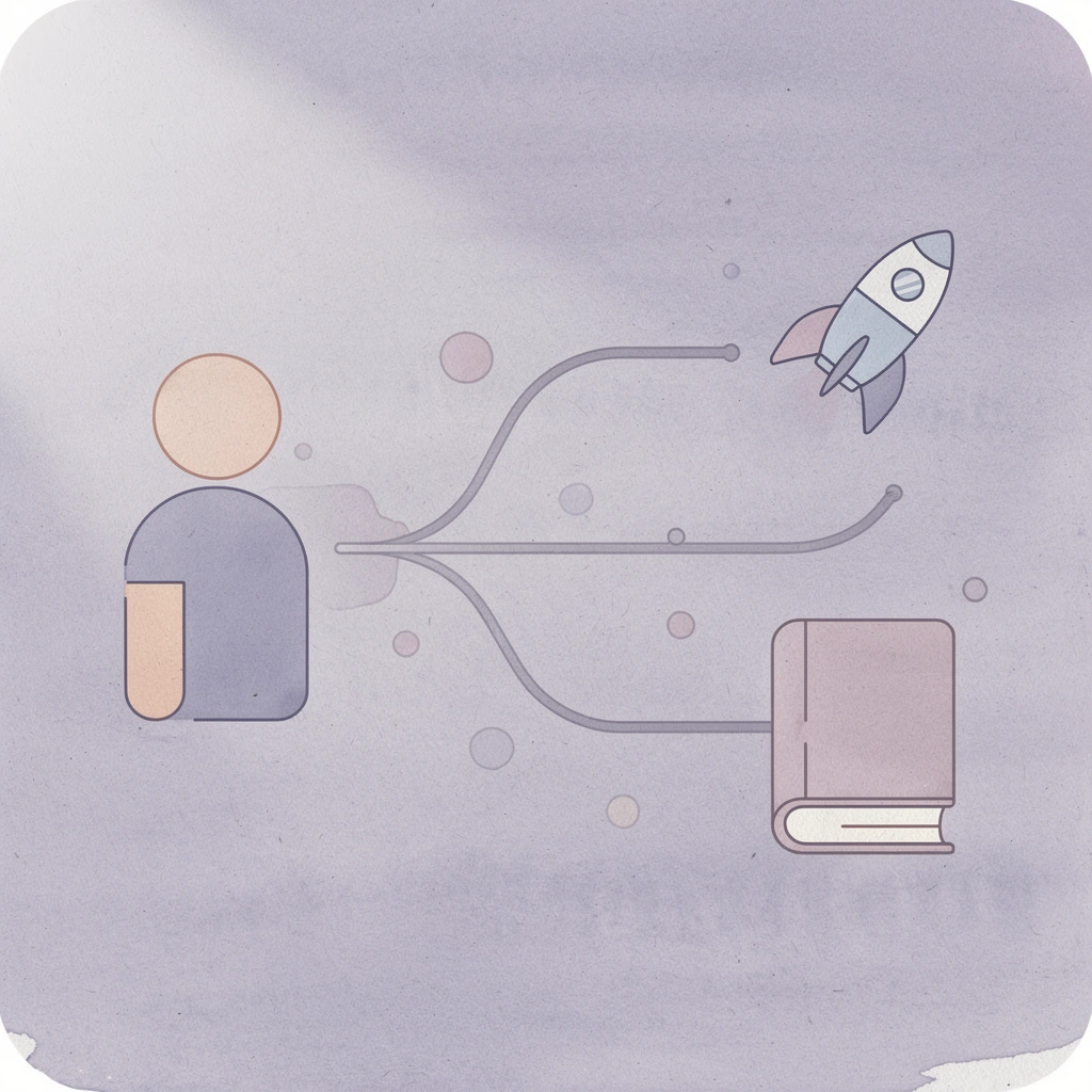 Business icon splitting into two paths showing operational vs administrative separation