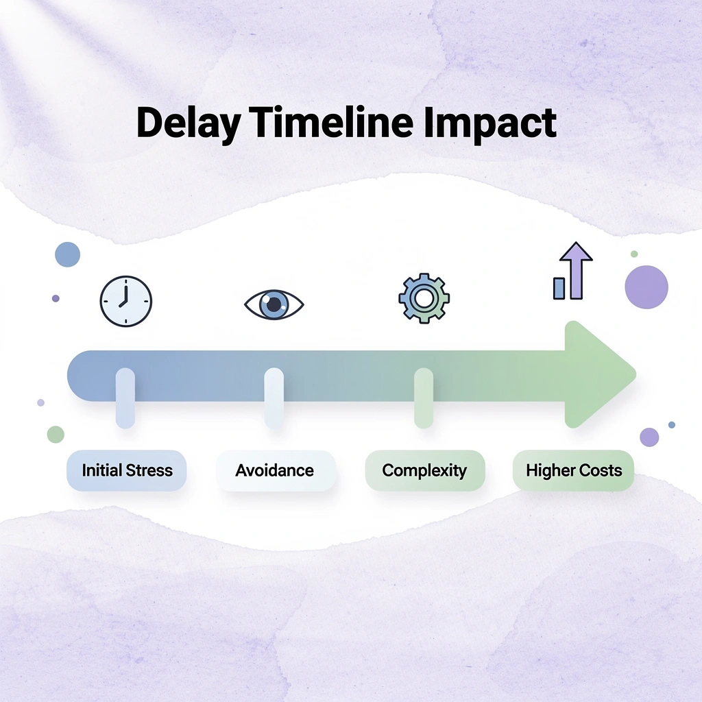 Timeline showing how delays increase liquidation complexity and costs